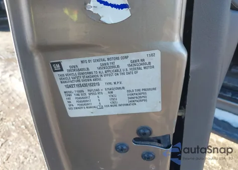 2003 GMC Envoy Xl Slt from USA, damaged, VIN 1GKET16S436162019